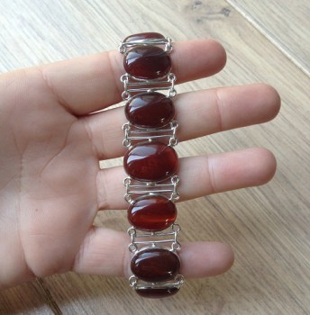 Zilveren edelsteen armband met Carneool schakels